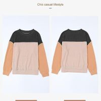 Dokotoo Womens Fashion 2025 Color Block Long Sleeve Crewneck Knitted Casual Loose Pullover Shirts Tops - Image 8