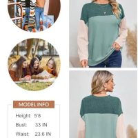 Dokotoo Womens Fashion 2025 Color Block Long Sleeve Crewneck Knitted Casual Loose Pullover Shirts Tops - Image 6