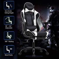 BestOffice Ergonomic Office, PC Gaming Chair Cheap Desk Chair Executive PU Leather Computer Chair Lumbar Support with Footrest Modern Task Rolling Swivel Chair for Women, Men(White) - Image 7