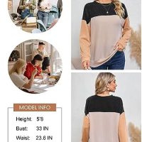 Dokotoo Womens Fashion 2025 Color Block Long Sleeve Crewneck Knitted Casual Loose Pullover Shirts Tops - Image 6