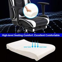 BestOffice Ergonomic Office, PC Gaming Chair Cheap Desk Chair Executive PU Leather Computer Chair Lumbar Support with Footrest Modern Task Rolling Swivel Chair for Women, Men(White) - Image 8