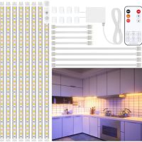 LAFULIT Under Cabinet Lighting Kit - 8 PCS, 2700K Warm White Flexible LED Strip Lights with Remote and Power Adapter for Kitchen Cabinets, Shelf, Desk, Counter - 13ft - Image 2