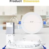 Ensenior 12 Pack 6 Inch LED Recessed Ceiling Light, Dimmable, 2700K-5000K 5CCT, 1050LM 12W 120V, High Brightness Canless Wafer Downlight - ETL&FCC&IC - Image 6