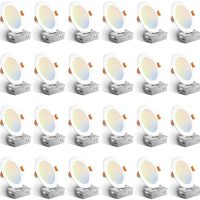 Amico 24 Pack 6 Inch 5CCT Ultra-Thin LED Recessed Ceiling Light with Junction Box, 1050LM Brightness, Dimmable Canless Wafer Downlight, 12W, ETL&FCC - Image 2