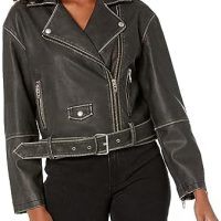 [BLANKNYC] womens Luxury Clothing Vegan Leather Moto Jacket With Belt, Comfortable & Stylish Coat - Image 2