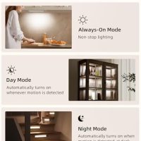 EZVALO Under Cabinet Lights, LED Closet Lights Wireless USB Charging, Motion Sensor Lighting Indoor 5700K Dimmable with Remote Control (White) 5 Pack - Image 5