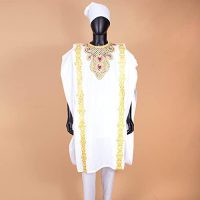 African Men`s Clothing Embroidery Agbada Shirts Pants and Hats 4 Piece Set Garments for Wedding Evening - Image 4