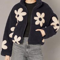 [BLANKNYC] womens Luxury Clothing Sherpa Jacket With Floral Patch Detail, Comfortable & Stylish Coat - Image 4