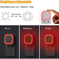 2 Pack Plug in Dimmable Red Night Light, Auto Dusk to Dawn Sensor, LED Night Light, Soft Glow, Diffused Light, Square Nightlight for Kids, Bathroom, Hallway, Bedroom, Kitchen, as Gifts - Image 3