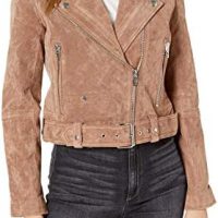 [BLANKNYC] womens Luxury Clothing Cropped Suede Leather Motorcycle Jackets, Comfortable & Stylish Coats - Image 2