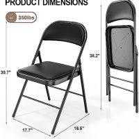 VINGLI Folding Chairs with Padded Seats, Metal Frame with Pu Leather Seat & Back, Capacity 350 lbs, Black, Set of 10 - Image 4