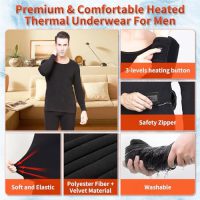 Heated Thermal Underwear Set for Men Women Electric Heated Pants for Cold Winter Heated Clothing Long Johns for Sports - Image 9