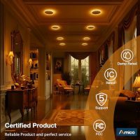 Amico 12 Pack 6 Inch 5CCT LED Recessed Ceiling Light with Night Light, 2700K/3000K/3500K/4000K/5000K Selectable Ultra-Thin Lighting, 12W=110W, 1100LM, Dimmable Canless Wafer Downlight ETL&FCC - Image 8