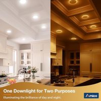 Amico 12 Pack 6 Inch 5CCT LED Recessed Ceiling Light with Night Light, 2700K/3000K/3500K/4000K/5000K Selectable Ultra-Thin Lighting, 12W=110W, 1100LM, Dimmable Canless Wafer Downlight ETL&FCC - Image 3