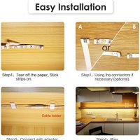 WOBANE Under Cabinet LED Lighting kit, 6 PCS LED Strip Lights with Remote Control Dimmer and Adapter, Dimmable for Kitchen Cabinet,Counter,Shelf,TV Back,Showcase 2700K Warm White,Bright 1500lm,Timing - Image 6