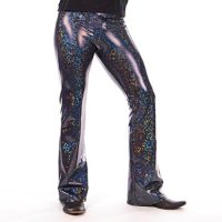 / Funstigators Festival Clothing: Men's Holographic Flared Disco Legging Pants - Made in USA - Image 3