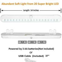 BLS T01L LED Closet Light, Super Bright 20 LED Under Cabinet Lighting Battery Powered/DC Input Wireless Motion Sensing Light, Auto On Off Switch, Motion Sensor & Light Sensor, Light Beam Adjustable - Image 4