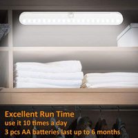 BLS T01L LED Closet Light, Super Bright 20 LED Under Cabinet Lighting Battery Powered/DC Input Wireless Motion Sensing Light, Auto On Off Switch, Motion Sensor & Light Sensor, Light Beam Adjustable - Image 3