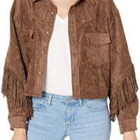 [BLANKNYC] womens Luxury Clothing Faux Suede Fringe Shirt Jacket, Comfortable & Stylish Coat - Image 2