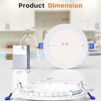 Ensenior 24 Pack 6 Inch LED Recessed Ceiling Light, Dimmable, 2700K-5000K 5CCT, 1200LM 12W 120V, High Brightness Canless Wafer Downlight - ETL&FCC&IC - Image 6