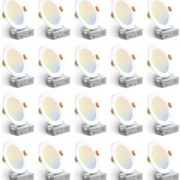 Amico 20 Pack 6 Inch 5CCT Ultra-Thin LED Recessed Ceiling Light with Junction Box, 2700K/3000K/3500K/4000K/5000K Selectable, 12W Eqv 110W, Dimmable Can-Killer Downlight, 1050LM Wafer Lighting - ETL - Image 2