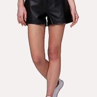 [BLANKNYC] womens Women's Black Real Leather Five Pocket ShortsShorts - Image 3