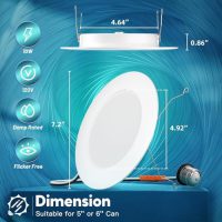 FREELICHT 24 Pack Retrofit LED Recessed Lighting 6 Inch, Selectable 2700K/3000K/4000K/5000K/6000K, Dimmable Flat LED Can Lights, 10W=110W, 1000LM, IC & Damp Rated, ETL & FCC, White - Image 6